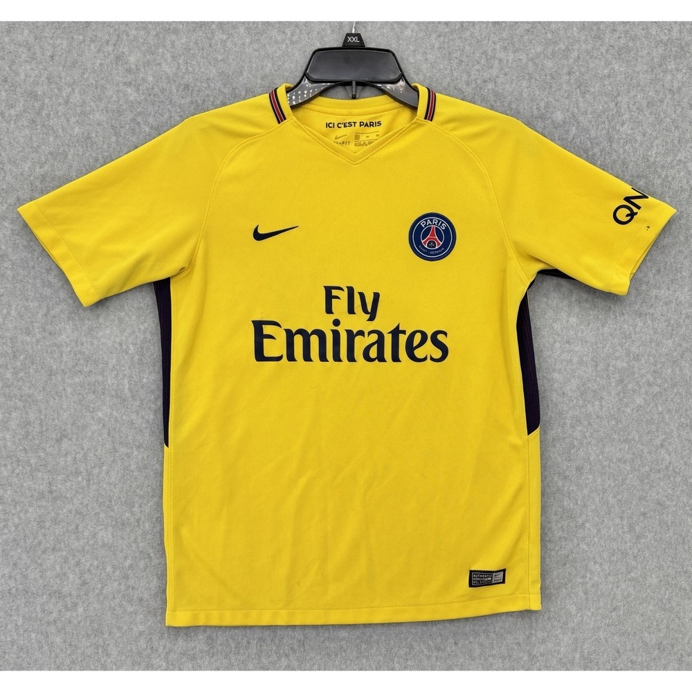 Nike PSG Paris Saint-Germain 2017 Away Jersey Youth XL Yellow Fly Emirates